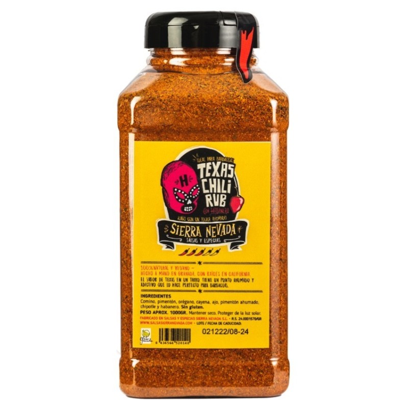 Bote de Sazonador Texas Chilli Rub con habanero 1 Kg de Doctor Salsas