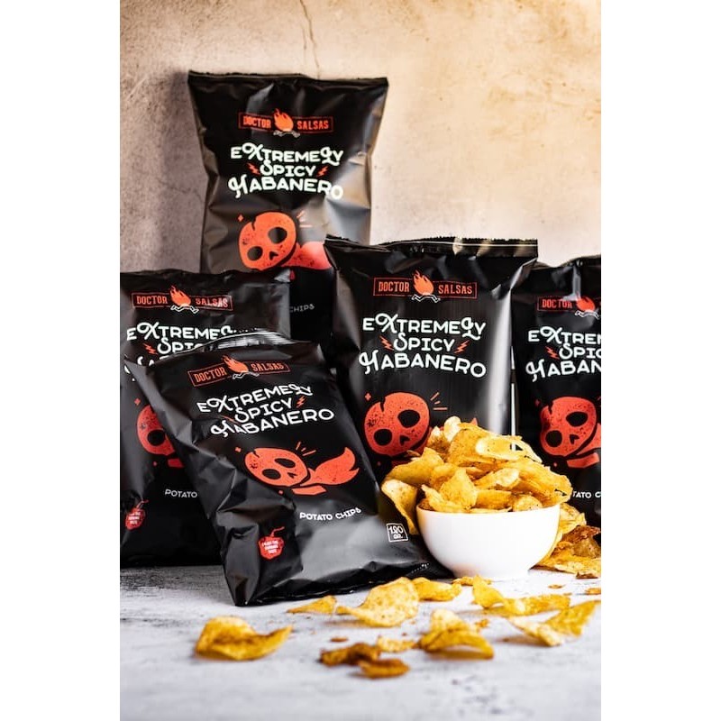 Bolsas de patas fritas con chile habanero