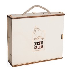 Caja de madera para regalos doctor salsas