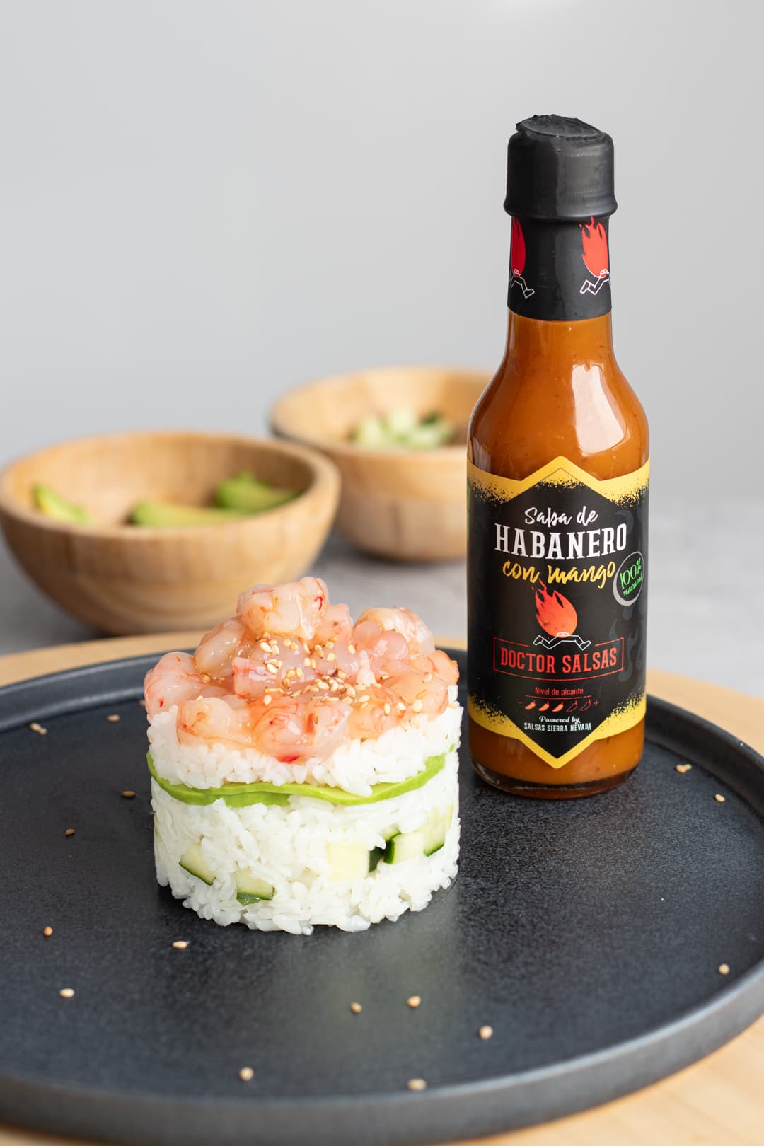 Timbal de sushi con Salsa Mango y Habanero