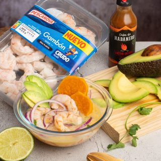 CEVICHE DE GAMBONES PESCANOVA CON SALSA DE HABANERO